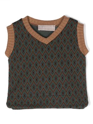 La Stupenderia geometric-patterned knitted vest - Brown