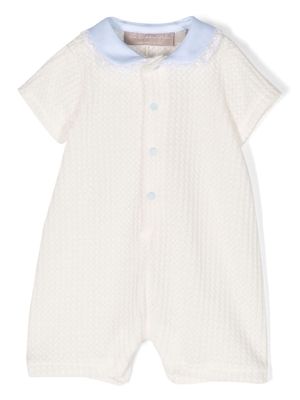 La Stupenderia lace-trim semi-sheer romper - White