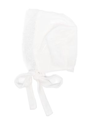 La Stupenderia lace-trim velvet hat - White