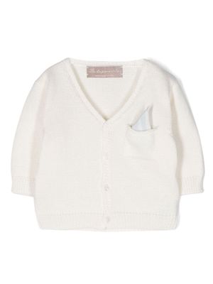 La Stupenderia pocket-square cotton cardigan - White