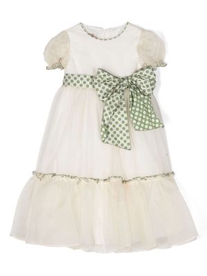 La Stupenderia polka-dot bow-detail dress - Neutrals