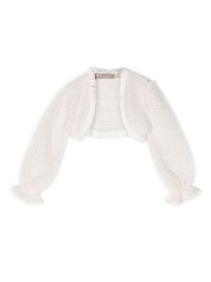 La Stupenderia ruffle-detailing knitted jacket - White