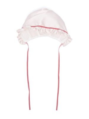 La Stupenderia ruffled drawstring bonnet - Pink