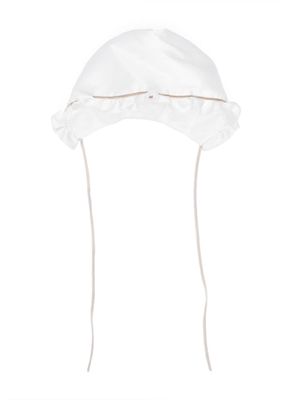La Stupenderia ruffled self-tie bonnet - White