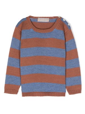 La Stupenderia stripe-pattern wool jumper - Brown