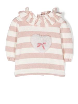 La Stupenderia striped-knit ruffled jumper - Pink
