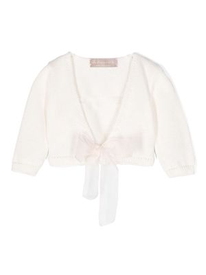 La Stupenderia tie-fastening cotton cardigan - Neutrals