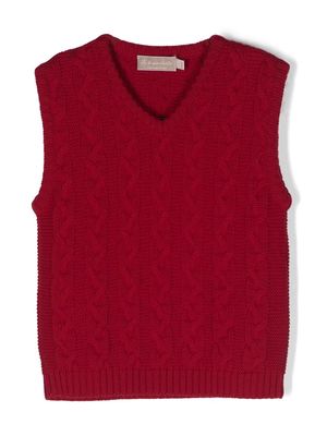 La Stupenderia V-neck cable-knit vest - Red