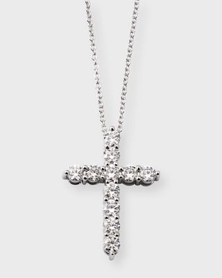 Lab Gown Diamond 18K White Gold Cross Pendant Necklace, 2.0tcw