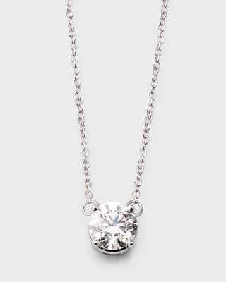 Lab Gown Diamond 18K White Gold Round Pendant Necklace, 2.0tcw