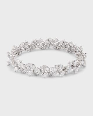 Lab Grown Diamond 18K White Gold Mixed Cut Bracelet, 7"L