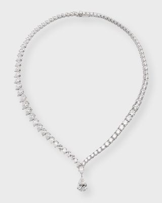 Lab Grown Diamond 18K White Gold Pear and Round Necklace, 17"L, 36.26ctw