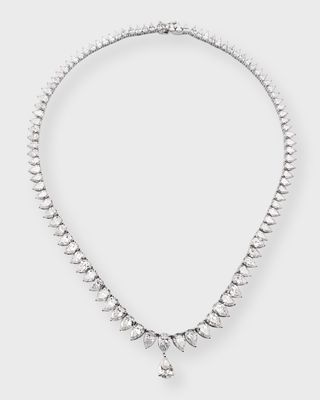 Lab Grown Diamond 18K White Gold Pear Line Necklace, 17"L, 37.3ctw
