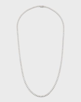 Lab Grown Diamond 18K White Gold Round Diamond Line Necklace. 30"L