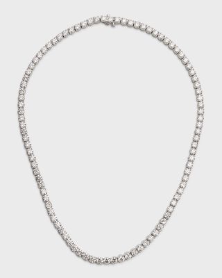 Lab Grown Diamond 18K White Gold Round Line Necklace, 17"L