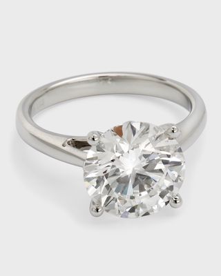 Lab Grown Diamond Platinum Round Solitaire Ring, Size 6, 4.0tcw