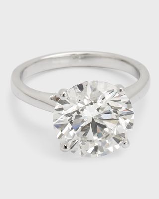 Lab Grown Diamond Platinum Round Solitaire Ring, Size 6, 5.0tcw