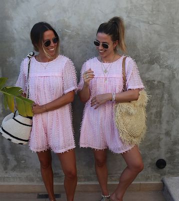 Labelrail x Collyer Twins textured romper in baby pink