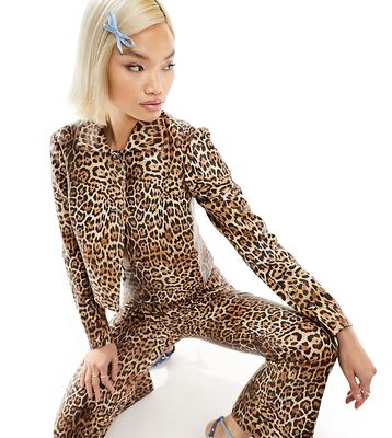 Labelrail x Dyspnea faux leather leopard print boxy jacket in multi - part of a set
