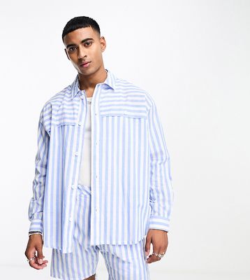 Labelrail x Stan & Tom deckchair stripe shirt in blue and white - part of a set