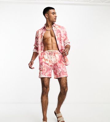 Labelrail x Stan & Tom marbled print linen shorts in pink multi - part of a set