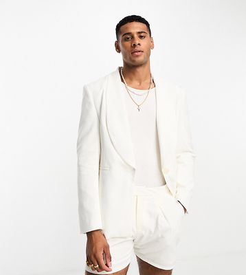 Labelrail x Stan & Tom relaxed riviera linen suit jacket in cream - part of a set-White