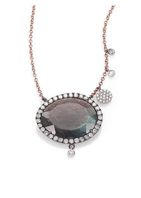 Labradorite, Diamond & 14K Rose Gold Pendant Necklace