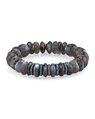 Labradorite Mixed-Bead Bracelet w/ Diamonds