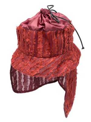 Labrum London frayed-detail ripstop bucket hat - Red