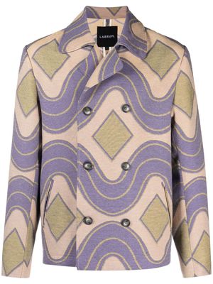 Labrum London geometric-pattern woven peacoat - Neutrals