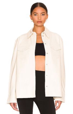 L'Academie Aylah Leather Blouse in Cream