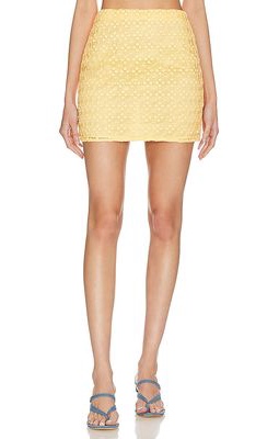 L'Academie Comilly Lace Mini Skirt in Yellow