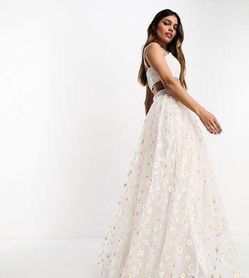 Lace & Beads exclusive tulle maxi skirt in white daisy - part of a set