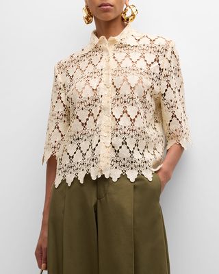 Lace Button-Front Shirt