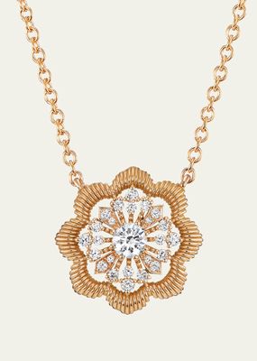 Lace Flower 18K Recycled Yellow Gold and Lab Grown Diamond Large Pendant Necklace
