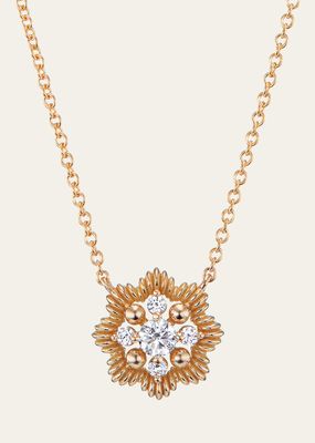 Lace Flower 18K Recycled Yellow Gold and Lab Grown Diamond Small Pendant Necklace