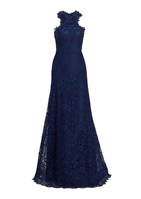 Lace Halter Fit-&-Flare Gown