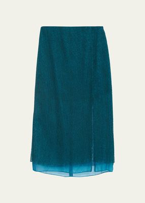 Lace Organza Underlay Midi Skirt