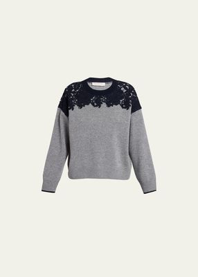 Lace Overlay Wool Sweater