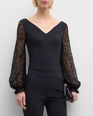 Lace-Sleeve Jersey Top