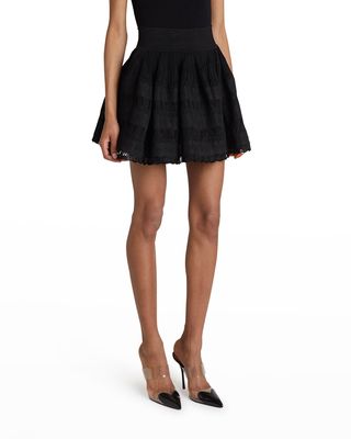 Lace Tiered Pull-On Mini Skirt