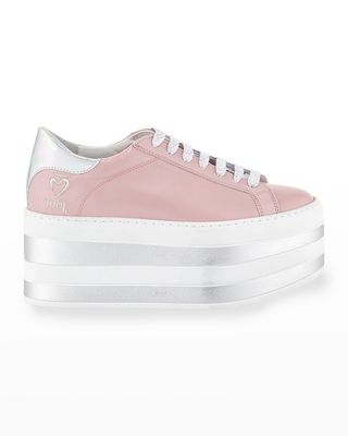 Lace-Up Patent Platform Sneakers