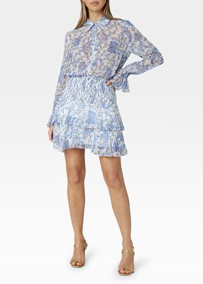 Lacey Sketched Paisley-Print Blouse