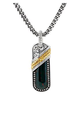 Laconia Sterling Silver, 18K Yellow Gold & Bloodstone Pendant