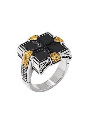 Laconia Sterling Silver, 18K Yellow Gold & Onyx Ring