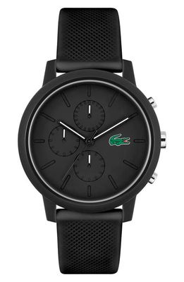 Lacoste 12.12 Chronograph Silicone Strap Watch, 44mm in Black 