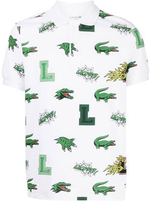 Lacoste all-over graphic print polo shirt - White