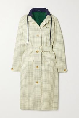 Lacoste - Belted Checked Cotton-blend Trench Coat - Neutrals