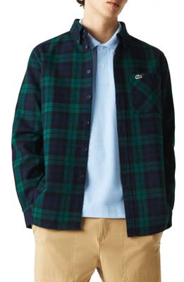 Lacoste Check Double Face Shirt Jacket in Navy Blue/Black