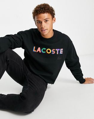 Lacoste chest logo sweatshirt in black